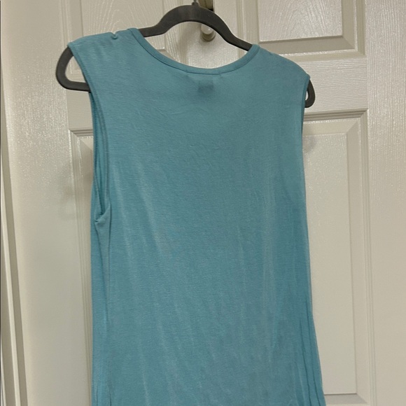 Willi Smith Aqua Ruffle-Front Sleeveless Tank Soft Teal Stretchy Lightweight M - Picture 7 of 8